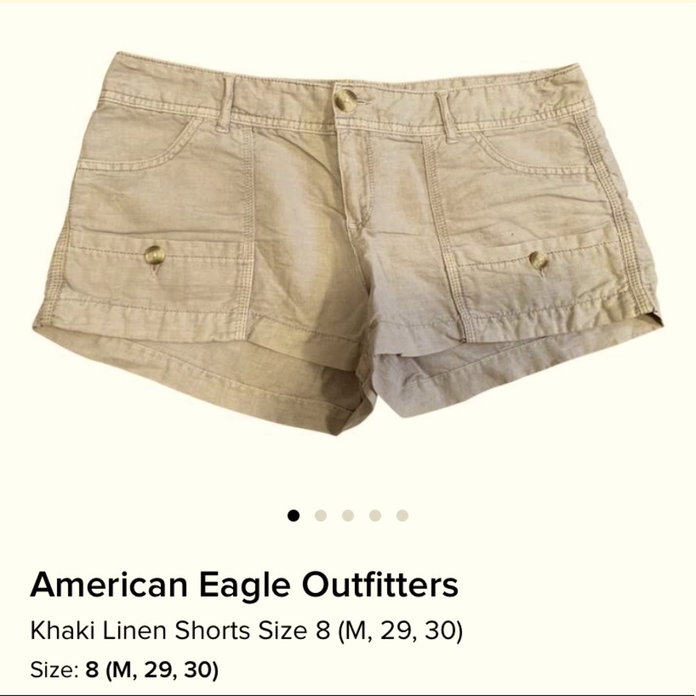 American Eagle - Khaki Linen Shorts - Size 8